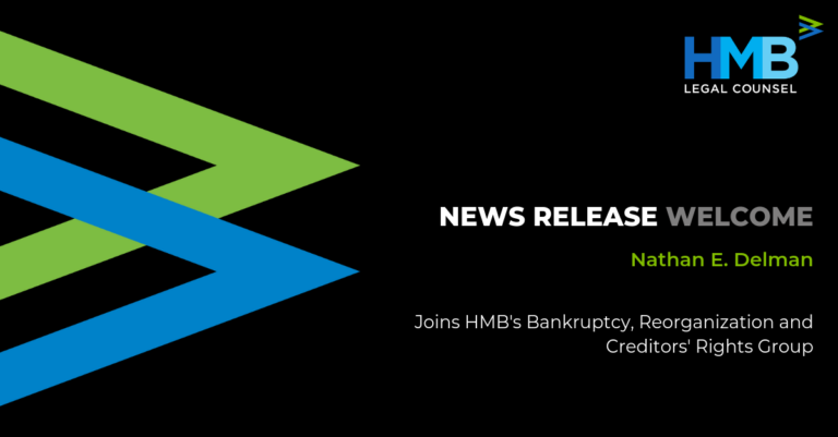 A black background with the HMB logo--two open arrows pointing to the right.